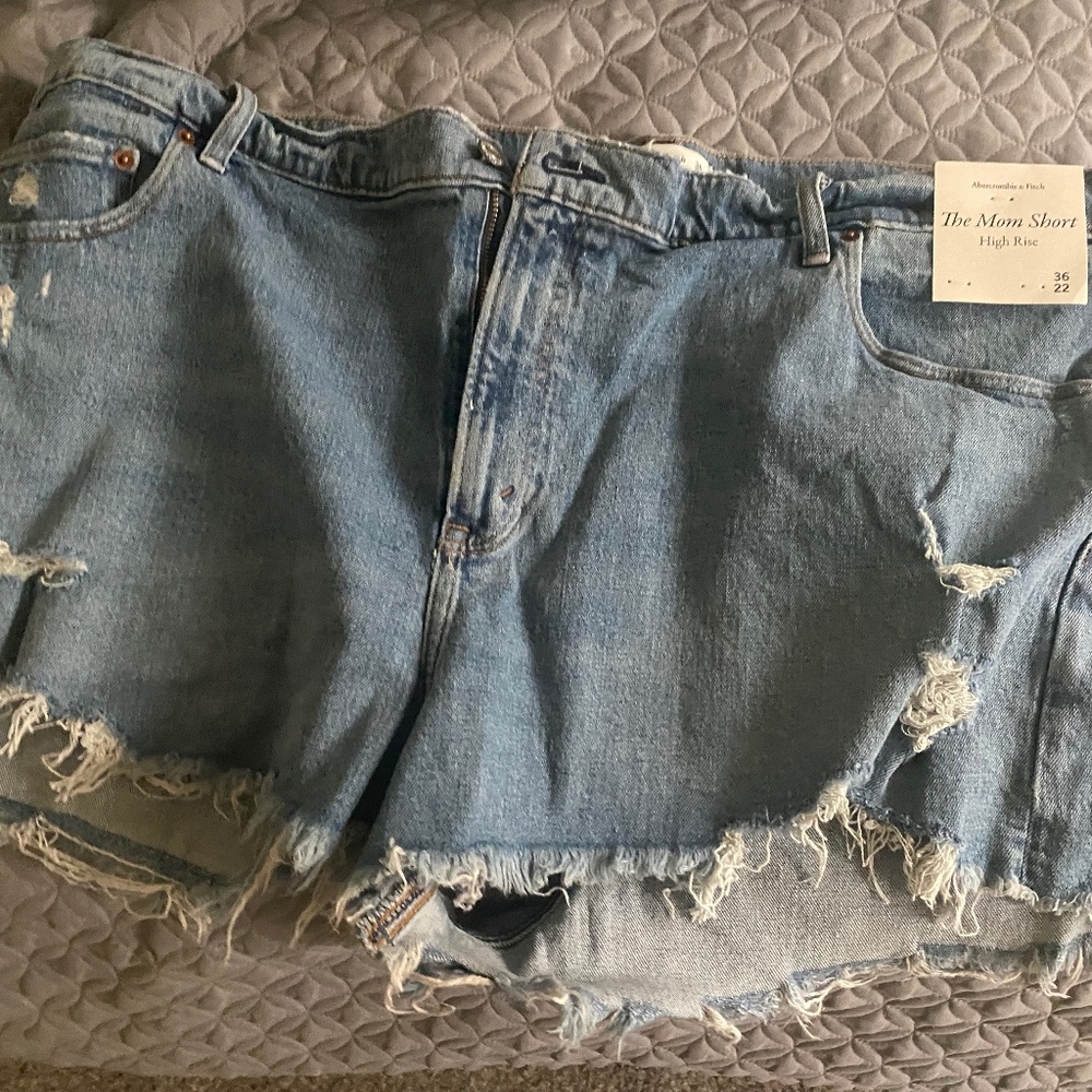 Abercrombie and Fitch High Rise Mom Shorts Distressed Size 22/36